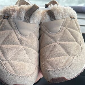 Teva Beige Quilted Slippers with Faux Fur